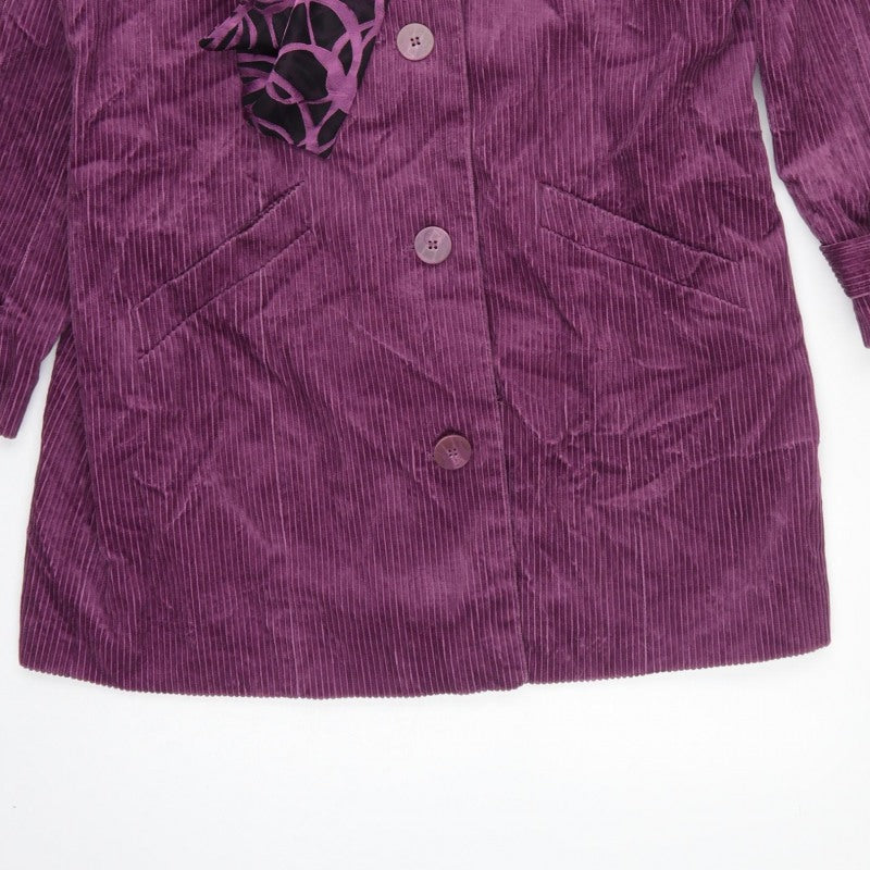 M&S Women Purple UK 18 Corduroy Long Overcoat Scarf