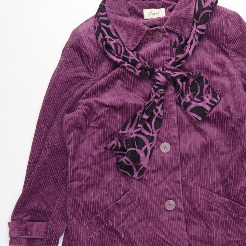 M&S Women Purple UK 18 Corduroy Long Overcoat Scarf