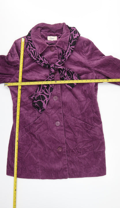 M&S Women Purple UK 18 Corduroy Long Overcoat Scarf