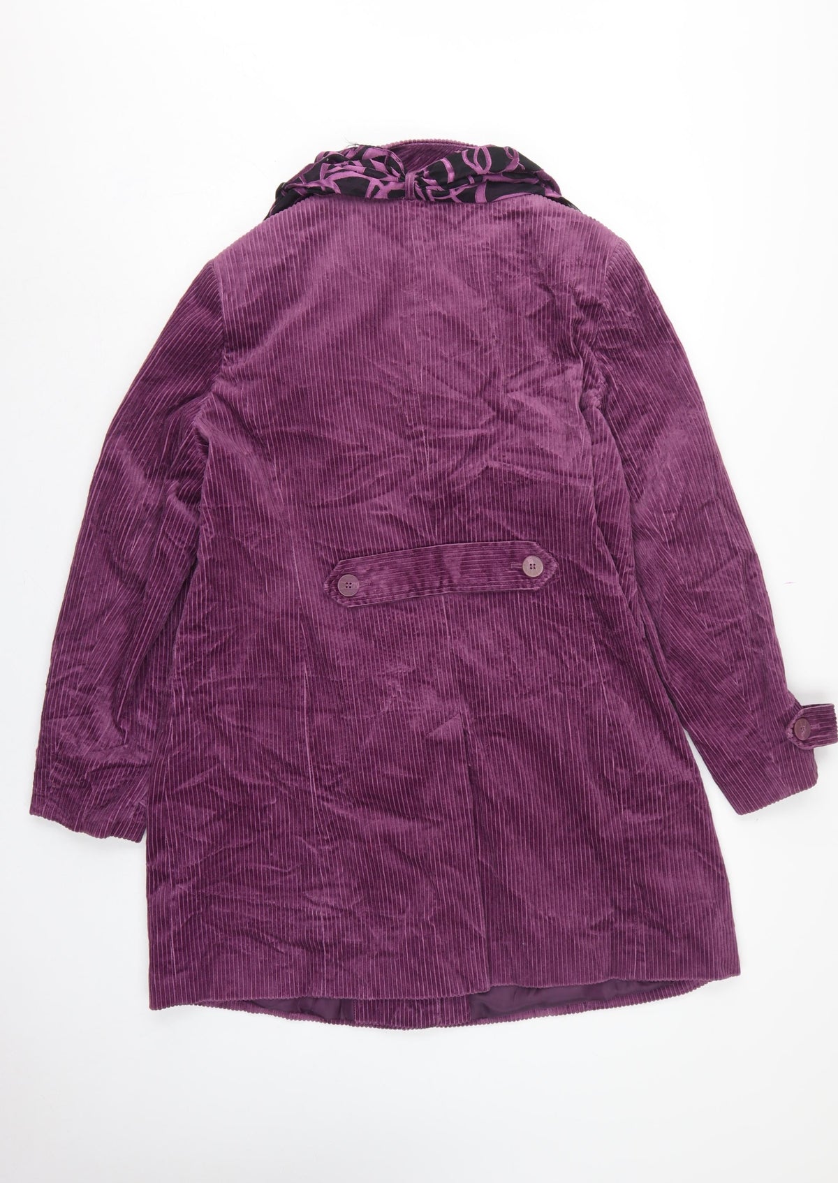 M&S Women Purple UK 18 Corduroy Long Overcoat Scarf