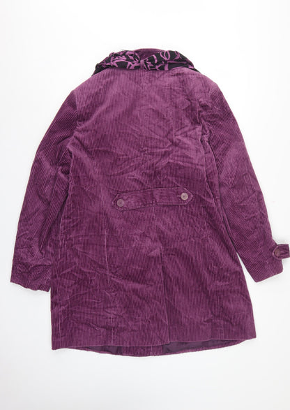 M&S Women Purple UK 18 Corduroy Long Overcoat Scarf