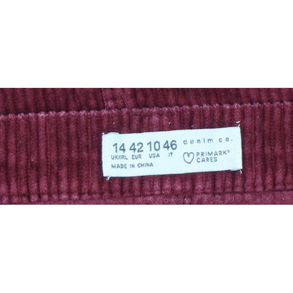 Primark Women Red Corduroy Mini Straight Pencil Skirt UK 14 Pockets