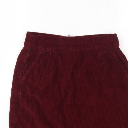Topshop Moto Women Red Corduroy High Rise Mini Pencil Skirt UK 10