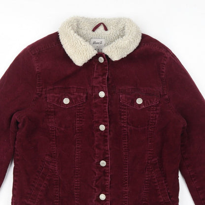 Denim Co. Women’s Red Corduroy Sherpa Collar Jacket UK 10