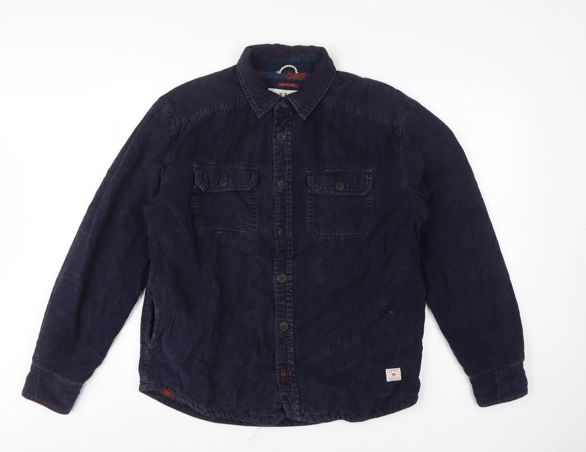 Fat Face Men's Blue M Corduroy Lined Basic Jacket Button-Up