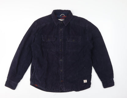 Fat Face Men's Blue M Corduroy Lined Basic Jacket Button-Up