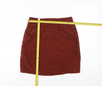 ASOS Design Women Brown Corduroy High Rise Pencil Skirt UK 10 Tall