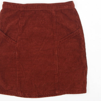 ASOS Design Women Brown Corduroy High Rise Pencil Skirt UK 10 Tall