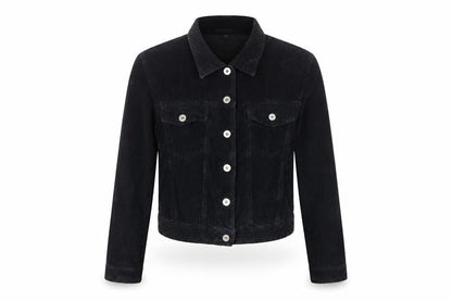 Hamnett Women’s Black S Corduroy Button-Up Basic Jacket
