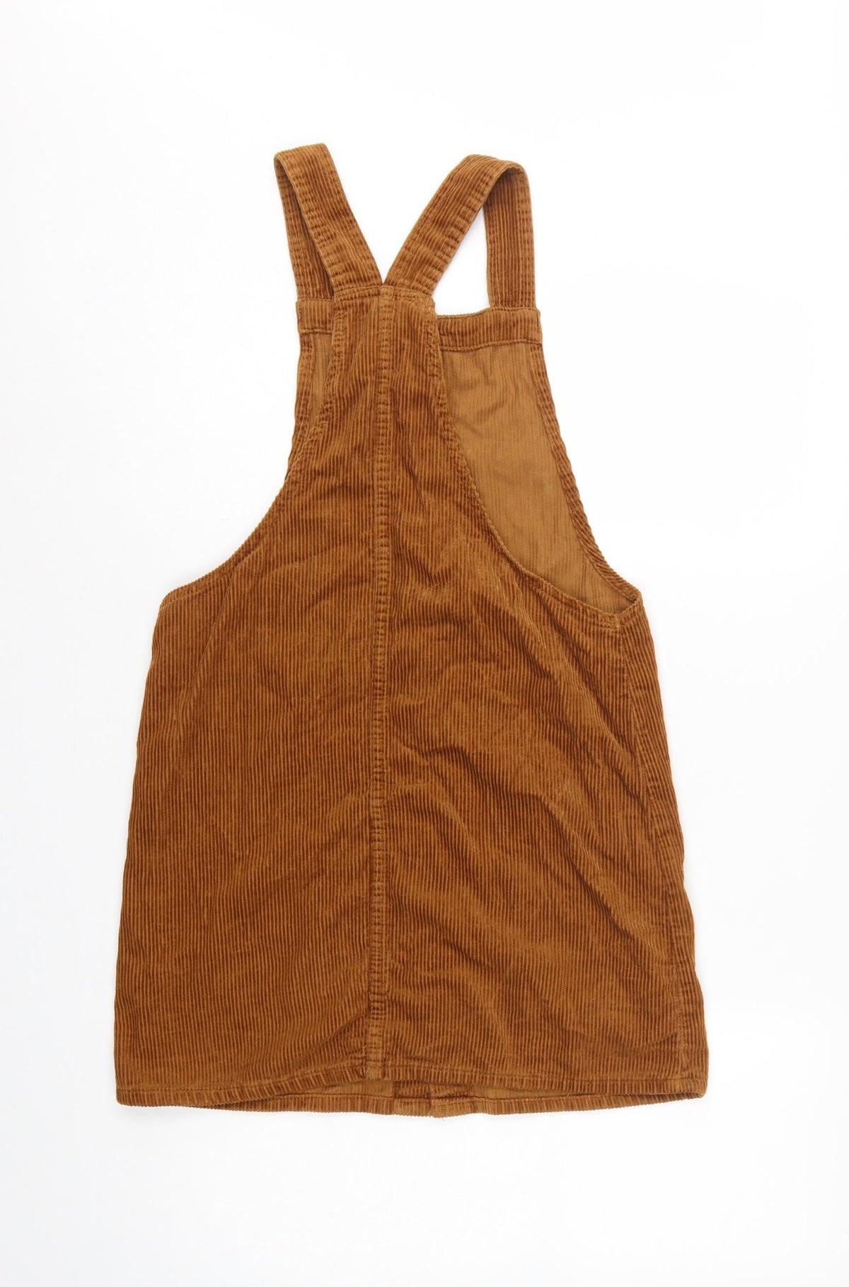 Denim Co Women Brown Corduroy Pinafore Dress UK 8 Button Pocket Mini
