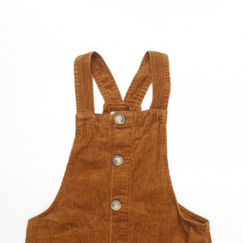 Denim Co Women Brown Corduroy Pinafore Dress UK 8 Button Pocket Mini