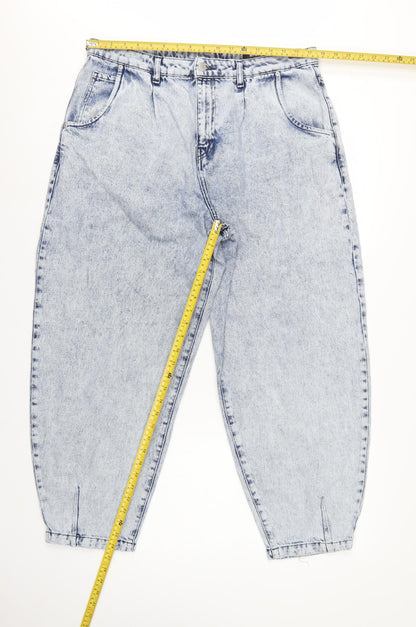 Tu Women Blue UK 16 Balloon High Rise Tapered Denim Jeans