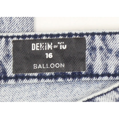 Tu Women Blue UK 16 Balloon High Rise Tapered Denim Jeans