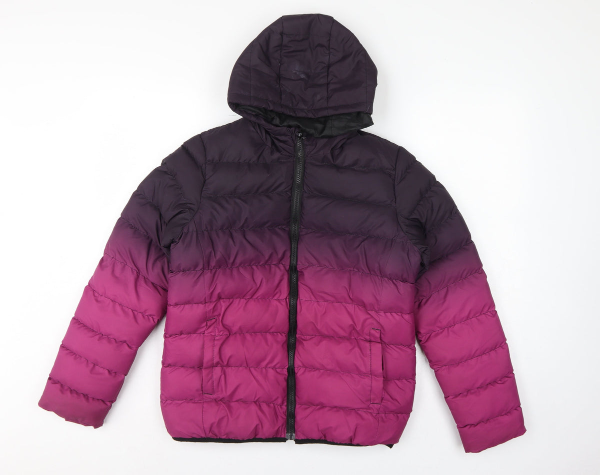 Fluid Boys 13 Years Purple Pink Colourblock Hooded Puffer Jacket