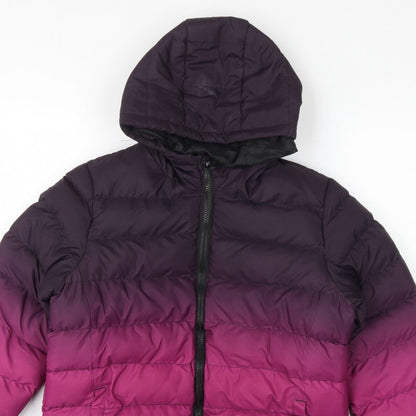 Fluid Boys 13 Years Purple Pink Colourblock Hooded Puffer Jacket