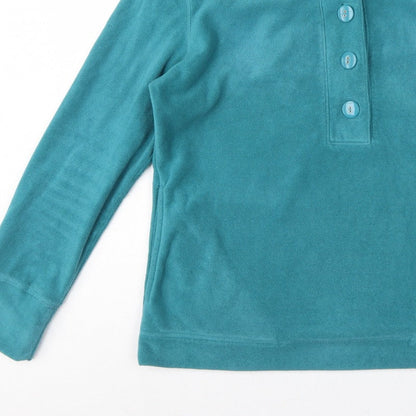 TU Women’s Teal Blue Size 14 Fleece Henley Button Sweatshirt