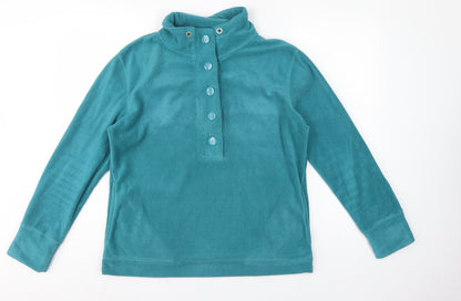 TU Women’s Teal Blue Size 14 Fleece Henley Button Sweatshirt