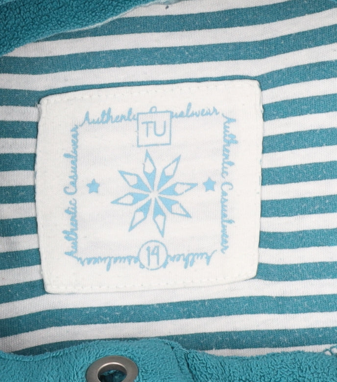 TU Women’s Teal Blue Size 14 Fleece Henley Button Sweatshirt