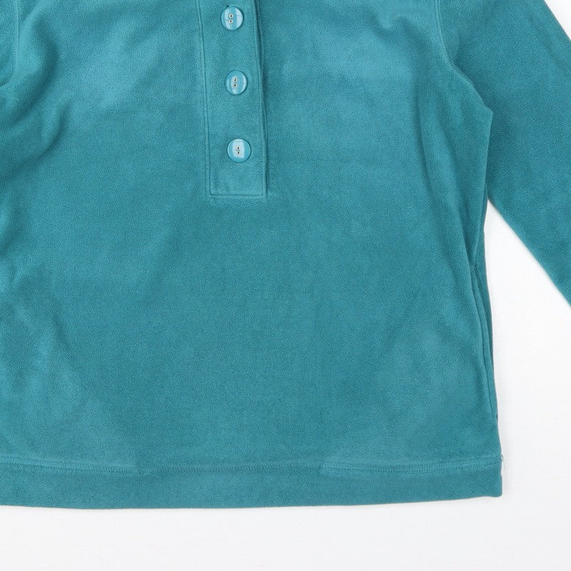 TU Women’s Teal Blue Size 14 Fleece Henley Button Sweatshirt