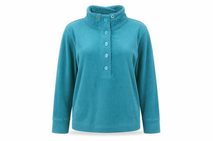 TU Women’s Teal Blue Size 14 Fleece Henley Button Sweatshirt