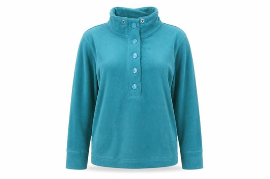 TU Women’s Teal Blue Size 14 Fleece Henley Button Sweatshirt