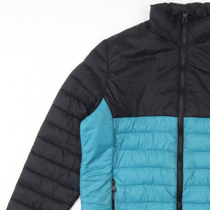George Men’s XL Black Blue Quilted Puffer Jacket Full Zip
