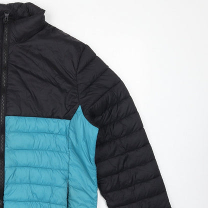 George Men’s XL Black Blue Quilted Puffer Jacket Full Zip