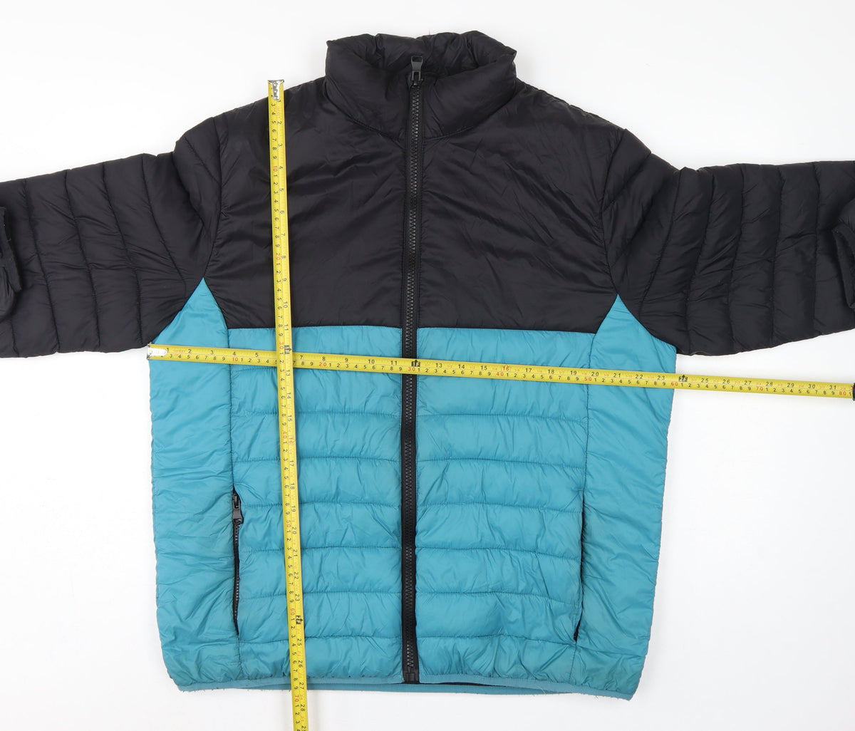George Men’s XL Black Blue Quilted Puffer Jacket Full Zip