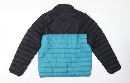 George Men’s XL Black Blue Quilted Puffer Jacket Full Zip