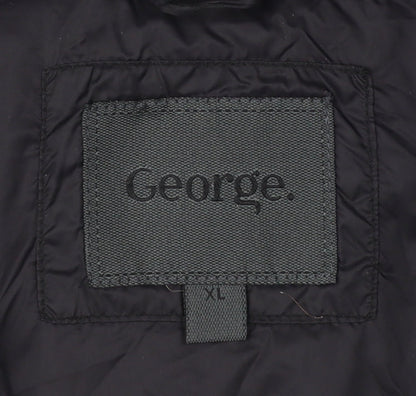 George Men’s XL Black Blue Quilted Puffer Jacket Full Zip