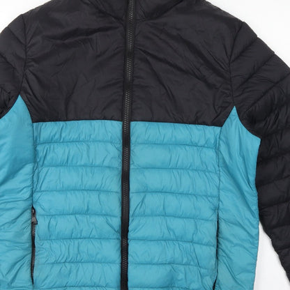 George Men’s XL Black Blue Quilted Puffer Jacket Full Zip