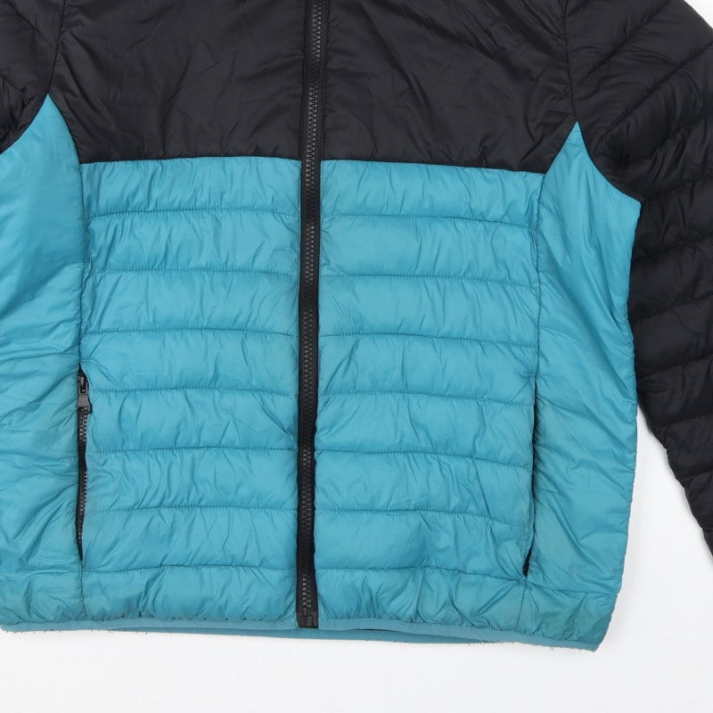 George Men’s XL Black Blue Quilted Puffer Jacket Full Zip