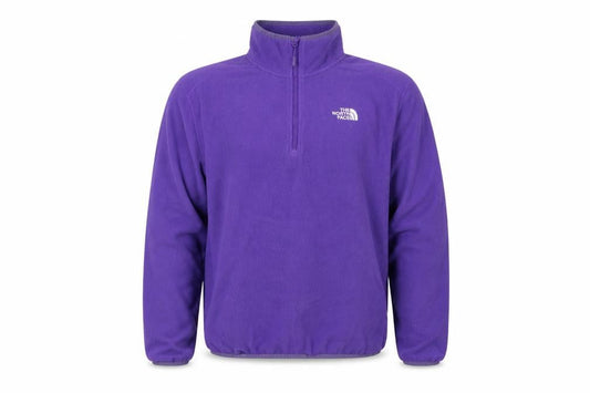Front view of The North Face unisex purple m 1/4 zip fleece pullover sweatshirt