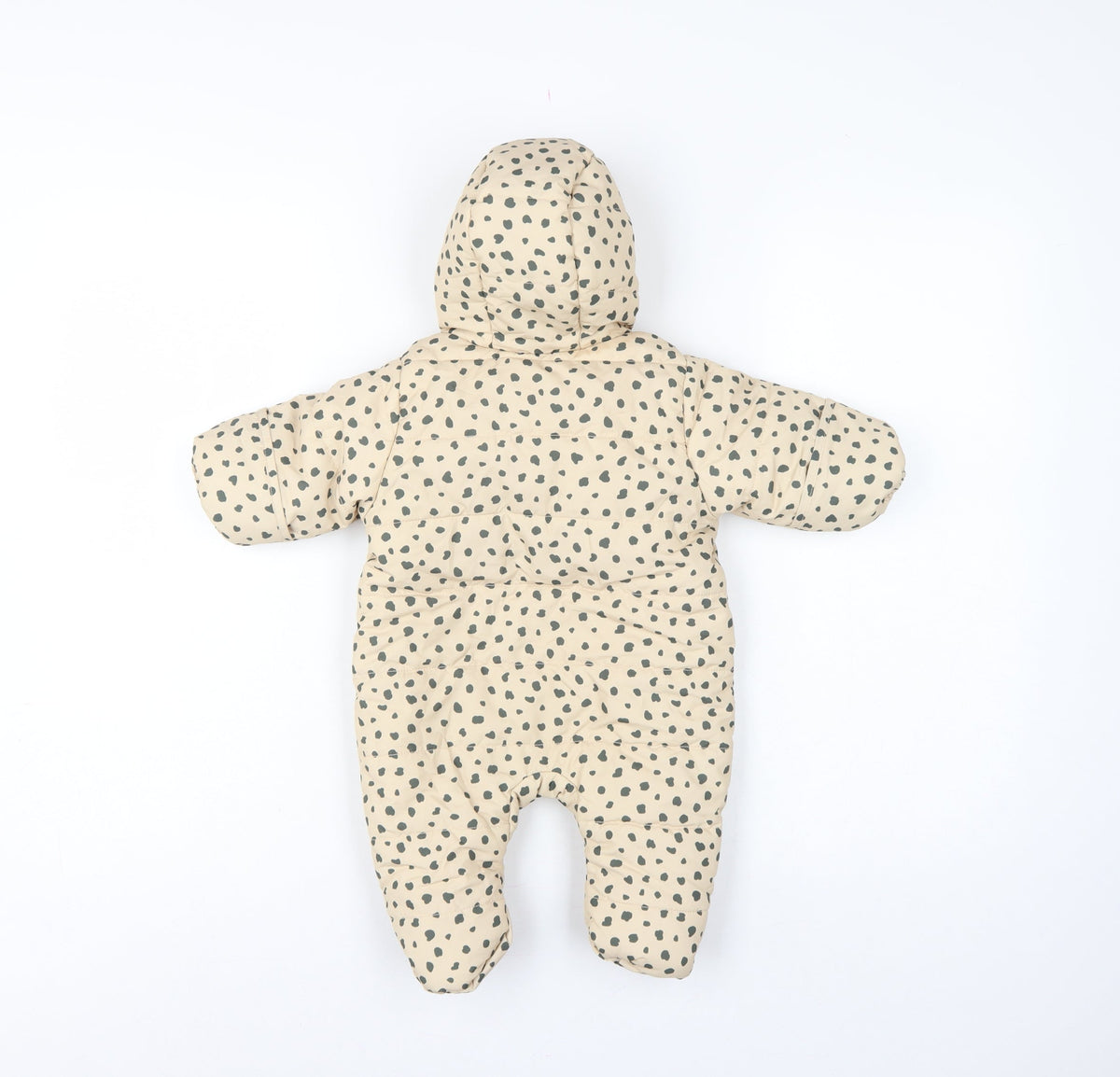 H&M Unisex Baby Beige Spotted Hooded Padded Snowsuit Newborn