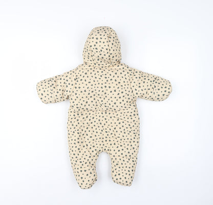 H&M Unisex Baby Beige Spotted Hooded Padded Snowsuit Newborn