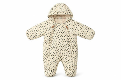 H&M Unisex Baby Beige Spotted Hooded Padded Snowsuit Newborn