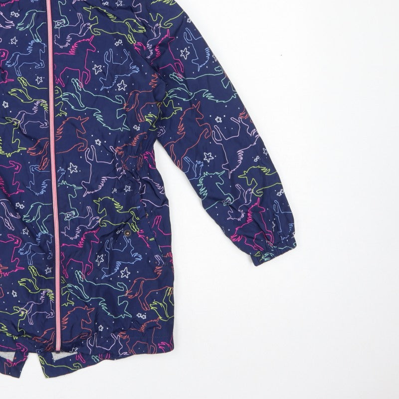 Next Girls Multicoloured Horse Print Hooded Parka Coat 9 Years