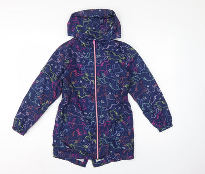 Next Girls Multicoloured Horse Print Hooded Parka Coat 9 Years