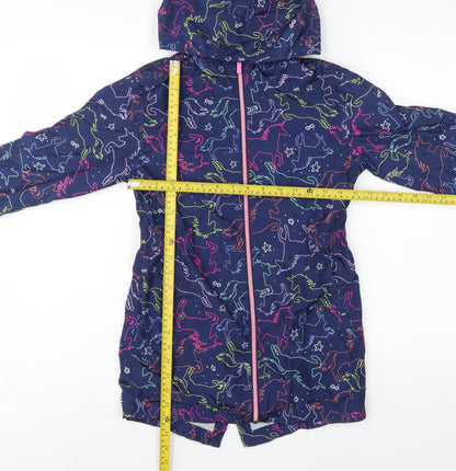 Next Girls Multicoloured Horse Print Hooded Parka Coat 9 Years