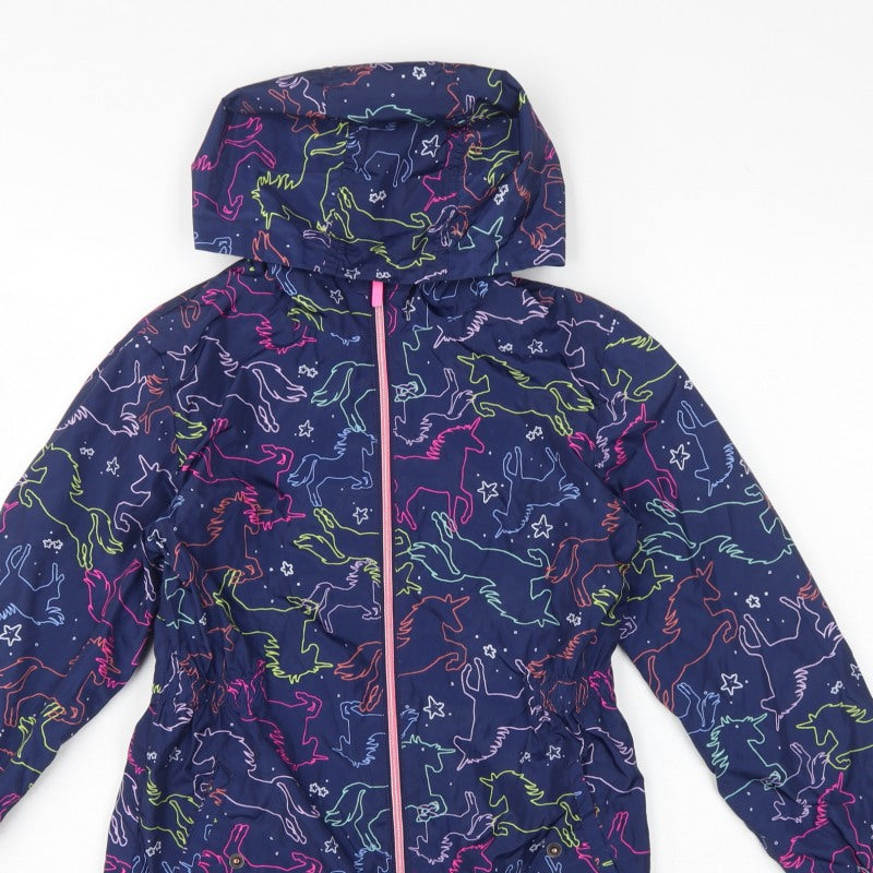 Next Girls Multicoloured Horse Print Hooded Parka Coat 9 Years