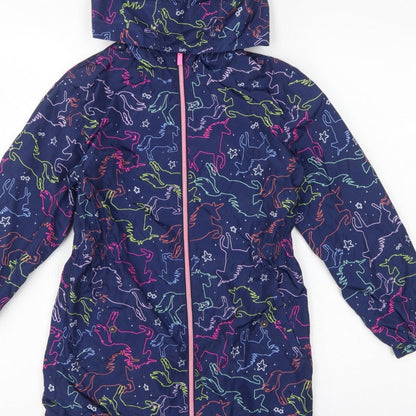 Next Girls Multicoloured Horse Print Hooded Parka Coat 9 Years