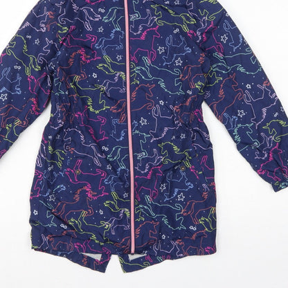Next Girls Multicoloured Horse Print Hooded Parka Coat 9 Years