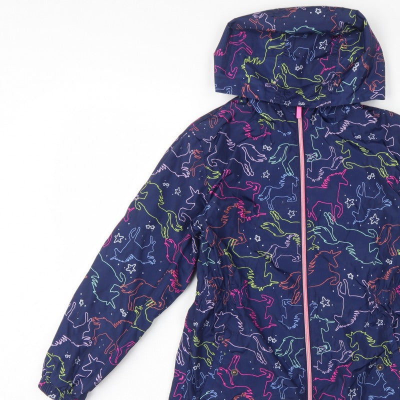 Next Girls Multicoloured Horse Print Hooded Parka Coat 9 Years