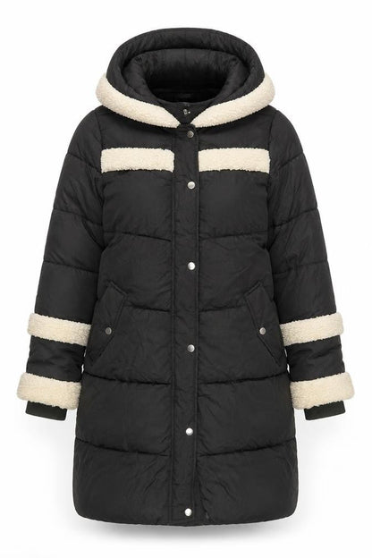 Next Women’s Black UK 16 Petite Long Hooded Puffer Coat
