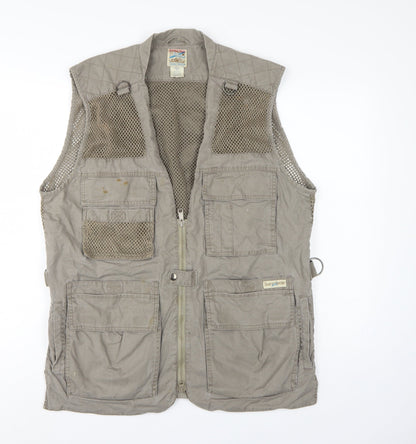 TravelSmith Men’s Grey M Cotton Outdoor Fishing Utility Waistcoat