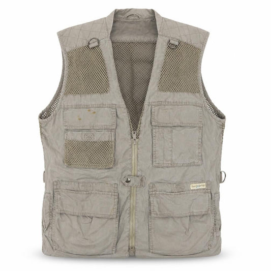 Front view of TravelSmith Men’s Grey M Cotton Outdoor Fishing Utility Waistcoat