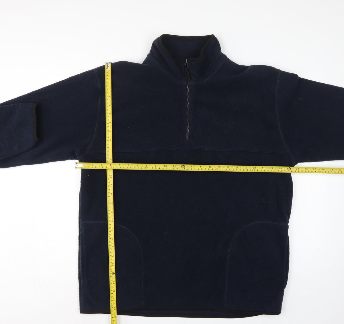George Men Blue L 1/4 Zip Fleece Sweatshirt High Neck Pockets