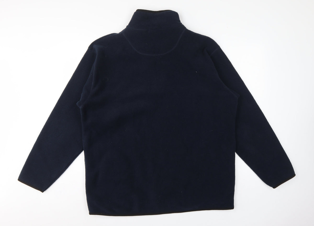 George Men Blue L 1/4 Zip Fleece Sweatshirt High Neck Pockets
