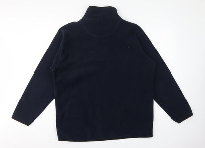 George Men Blue L 1/4 Zip Fleece Sweatshirt High Neck Pockets