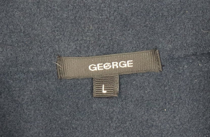 George Men Blue L 1/4 Zip Fleece Sweatshirt High Neck Pockets